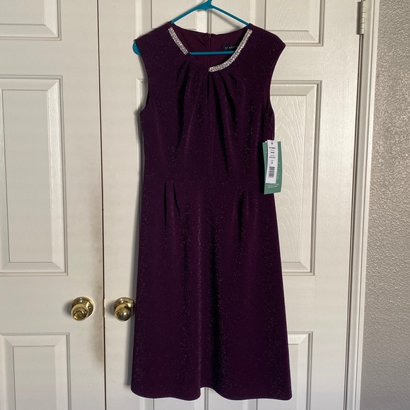 SCARLETT Sleeveless Women’s Purple Dress w/ Rhinestone Collar - Picture 1 of 16